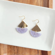 These gold and dusty blue earrings are so dainty and sweet. They are handmade and feature 18K gold-plated hooks. Free shipping available.