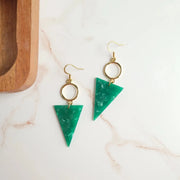 Green Triangle Earrings