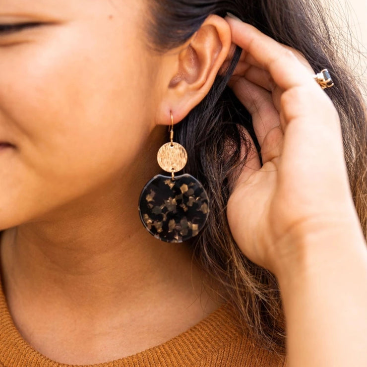 These earrings are the perfect statement piece, as they are still neutral enough to wear with all your outfits! These handmade earrings feature 18K gold-plated hypoallergenic stainless steel hooks. Free shipping available.
