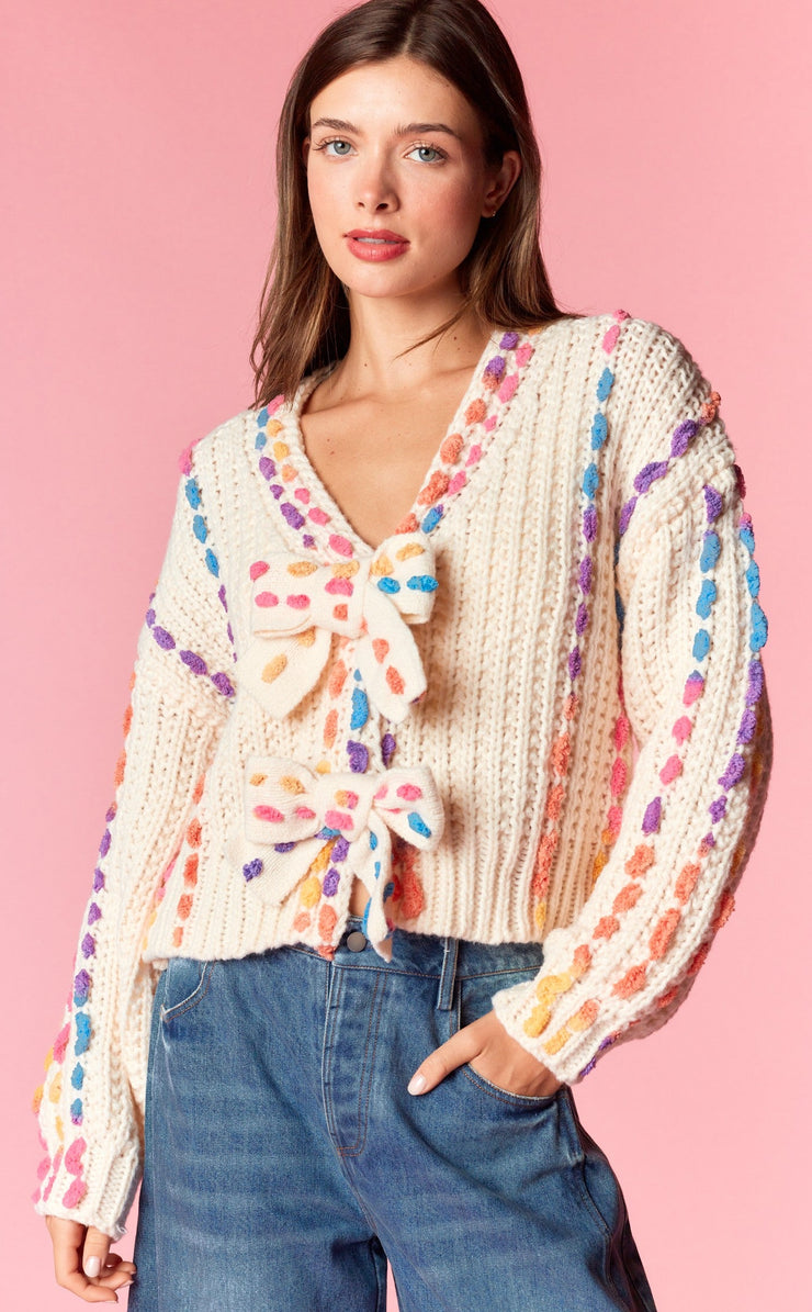 Rainbow Knit Bow Sweater