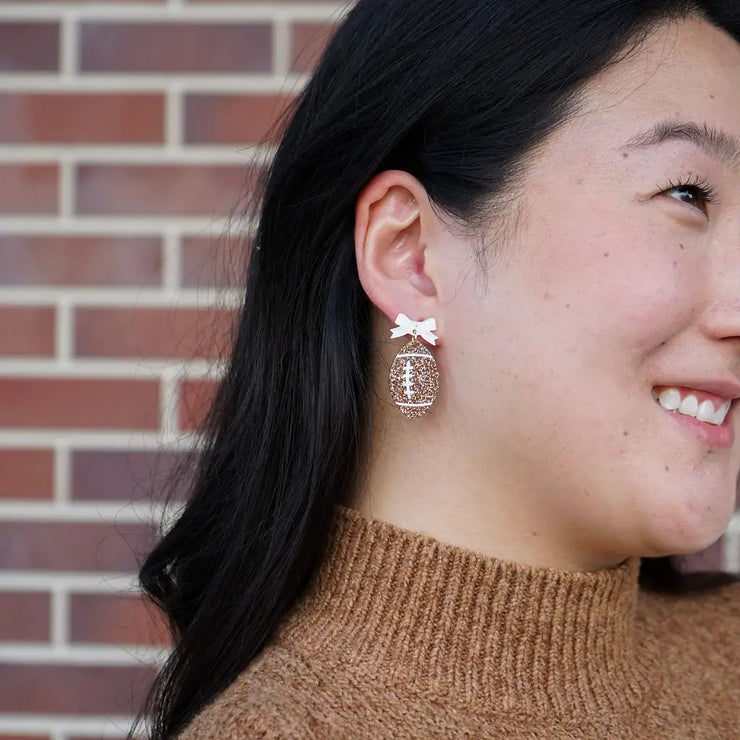 Bow Football Earrings