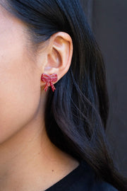 Red Sparkle Bow Earrings