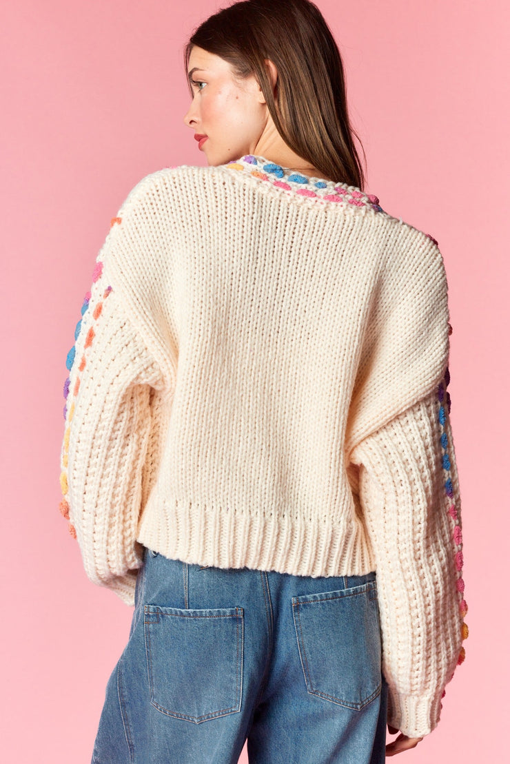 Rainbow Knit Bow Sweater