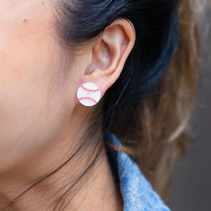 Glitter Baseball Earrings