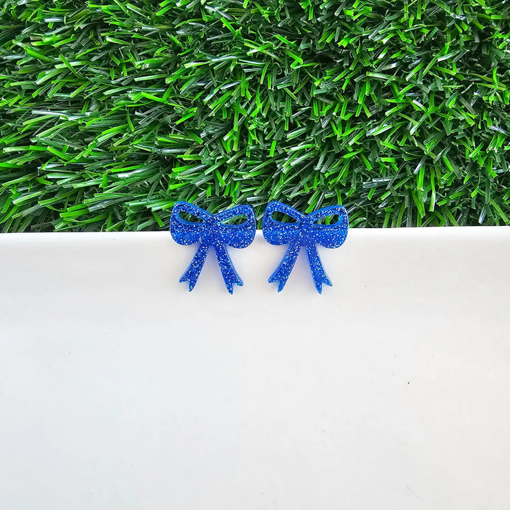 Blue Sparkle Bow Earrings