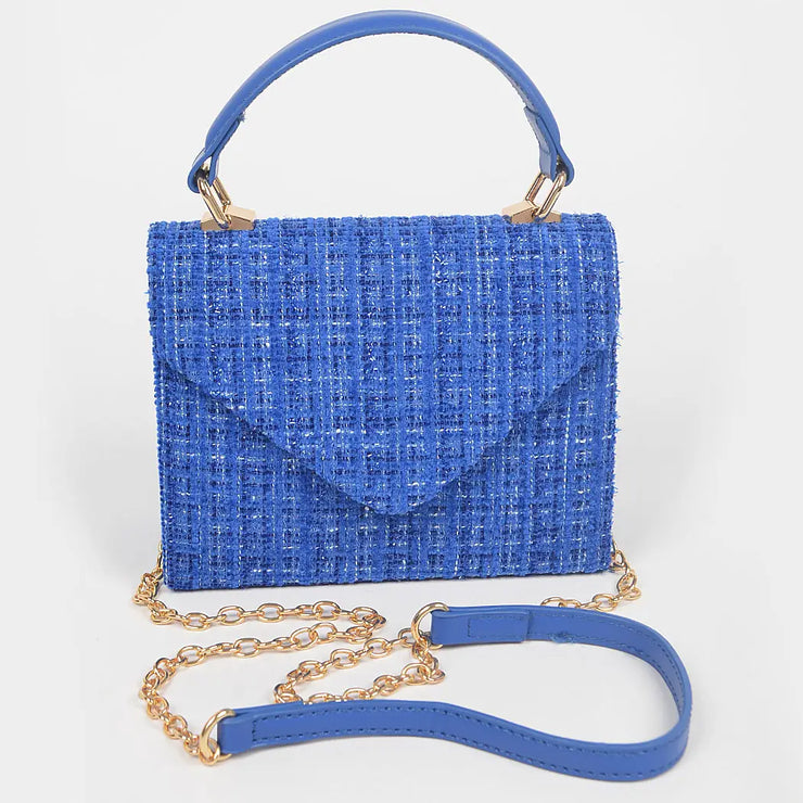Blue Tweed Crossbody Purse