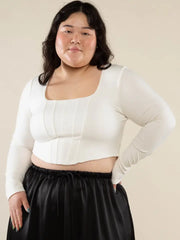 Curvy White Corset Crop Top