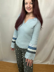 Mixed Blue Knit Sweater