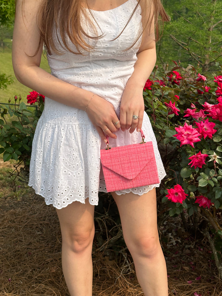 Pink Tweed Crossbody Purse