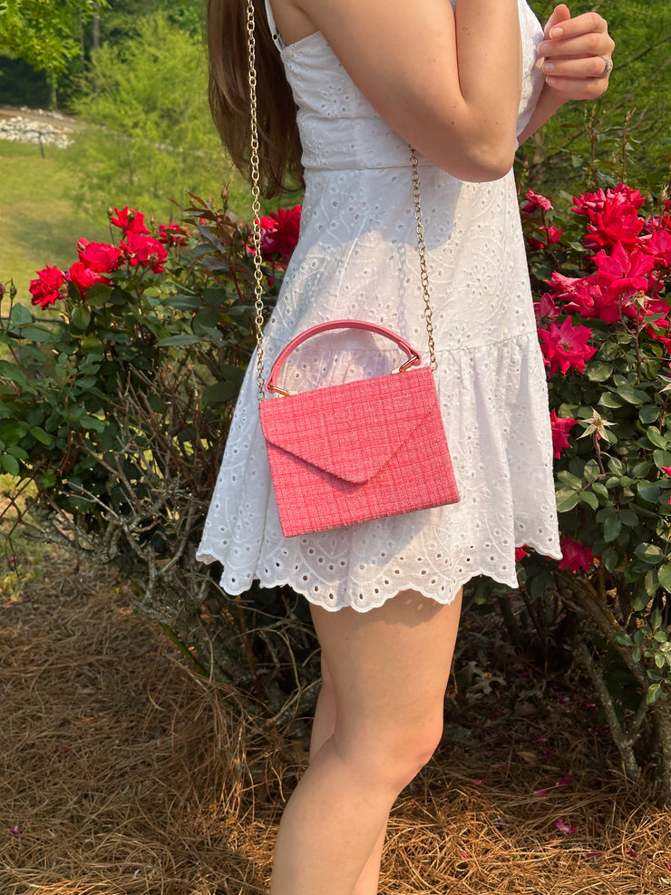 Pink Tweed Crossbody Purse
