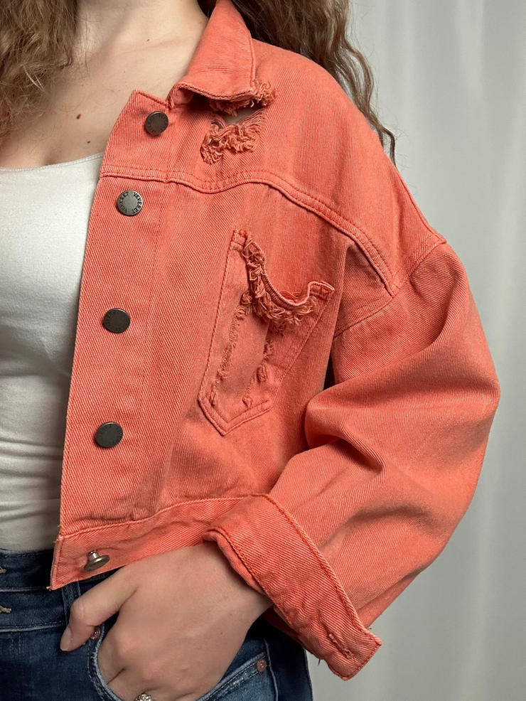 Rhinestone Fringe Denim Jacket