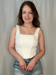 White Eyelet Corset Top