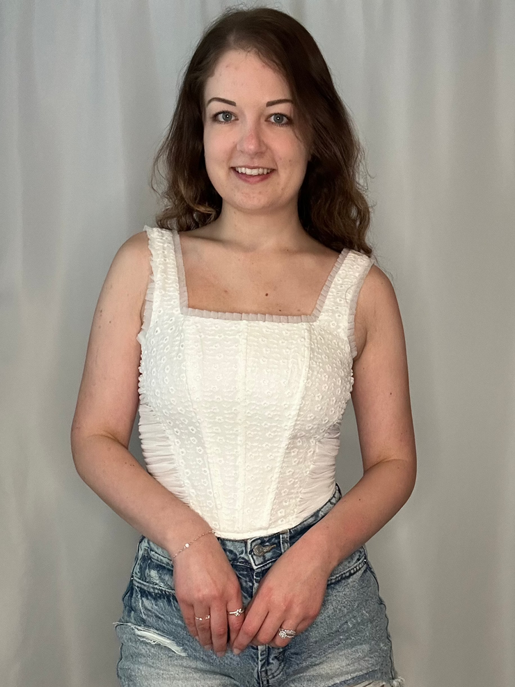 White Eyelet Corset Top