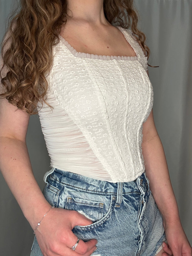 White Eyelet Corset Top