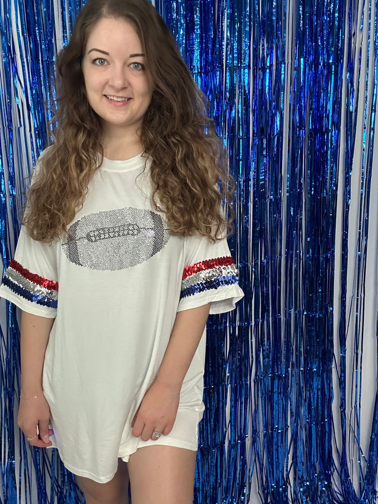 Bedazzled Football T-Shirt Dress Small