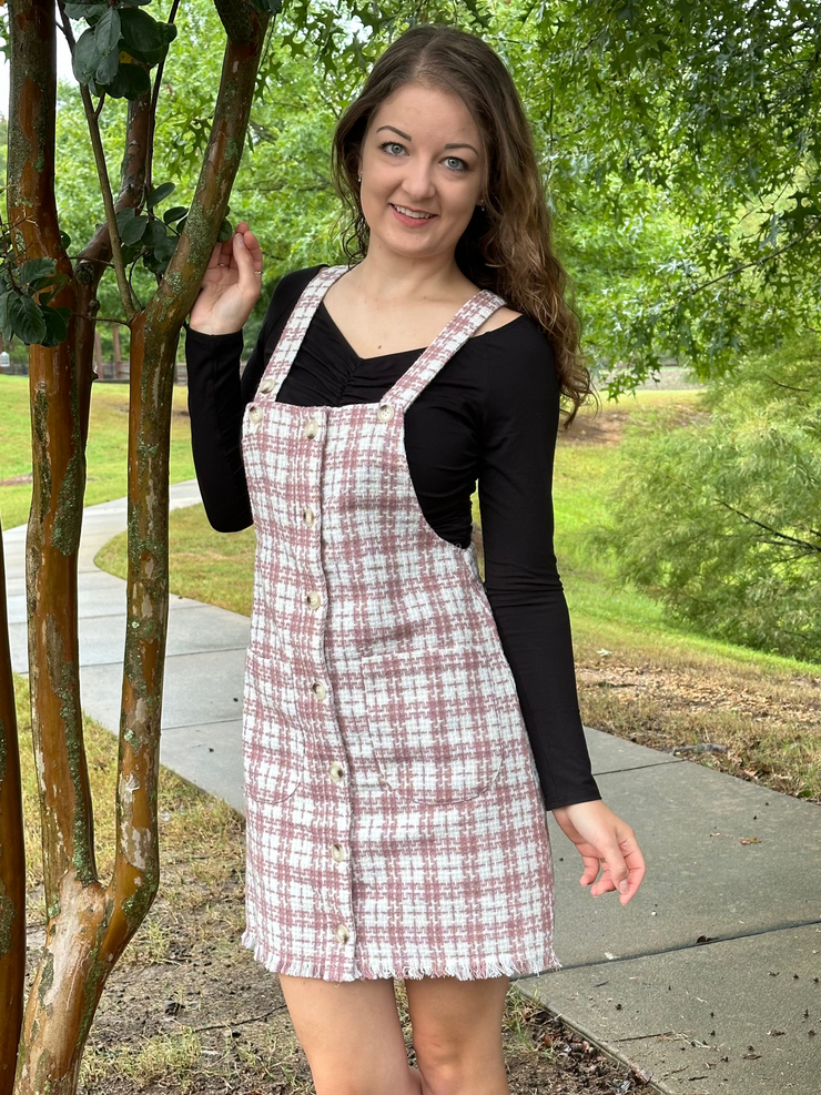 Mauve/White Overall Dress