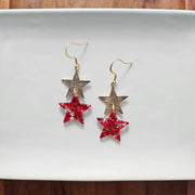 Starry Red Glitter Earrings