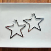 Silver Star Hoop Earrings