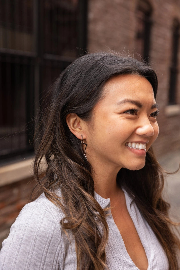 Silver Star Hoop Earrings