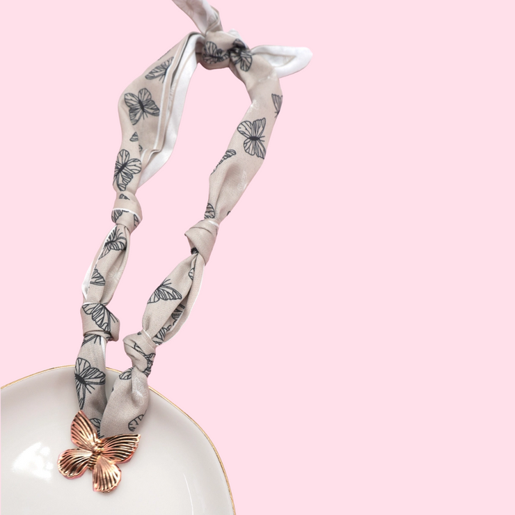 Ivory & Gold Butterfly Scarf Necklace