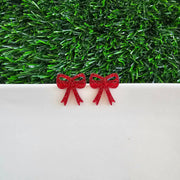 Red Sparkle Bow Earrings