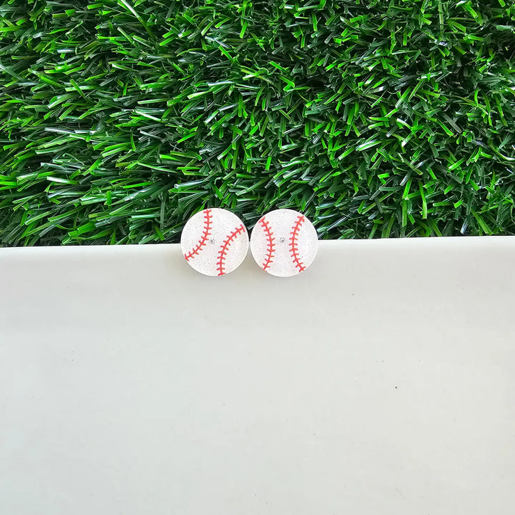 Glitter Baseball Earrings