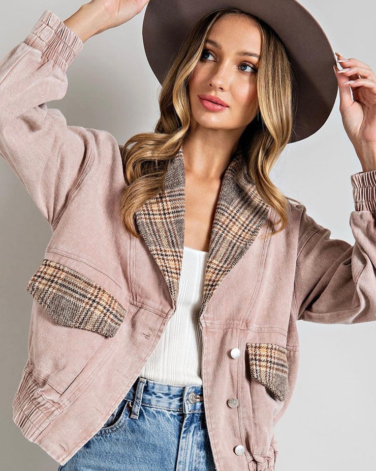 Mineral Washed Plaid Jacket