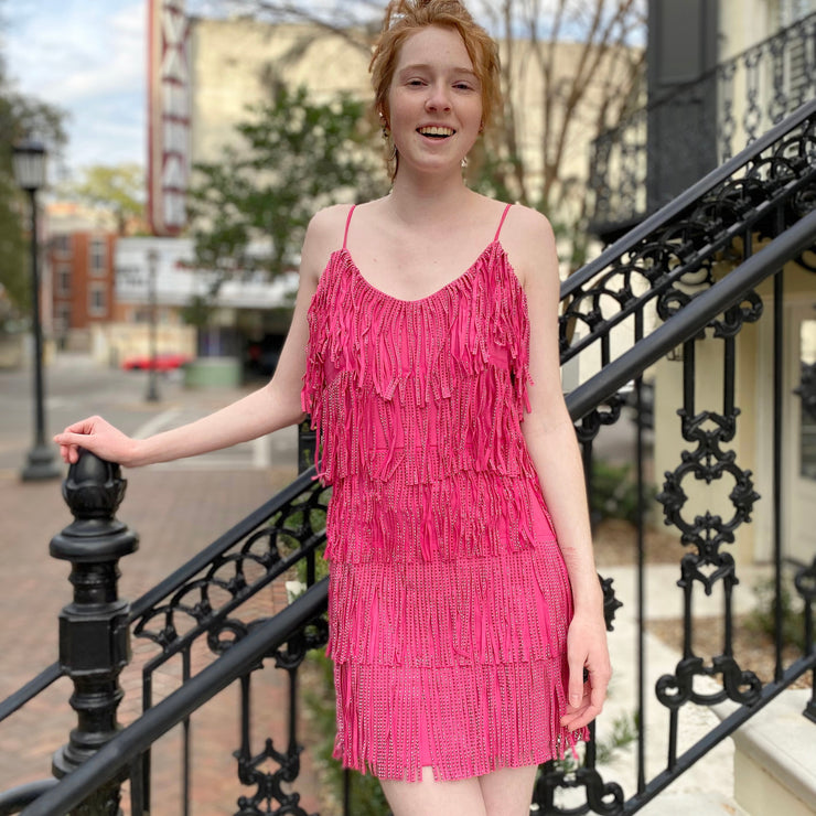 Pink Fringe Party Dress Pink Fringe Party Dress